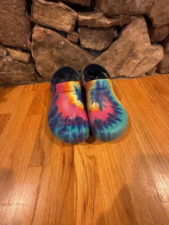 Crocs Shoes - Crocs Unisex Bistro Tie Dye Graphic Slip-Resistant Work Clogs